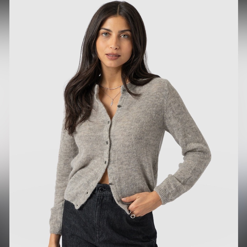 SAINT + SOPHIA Ariella Cardigan Grey Alpaca Blend Button Up Women’s Size XL